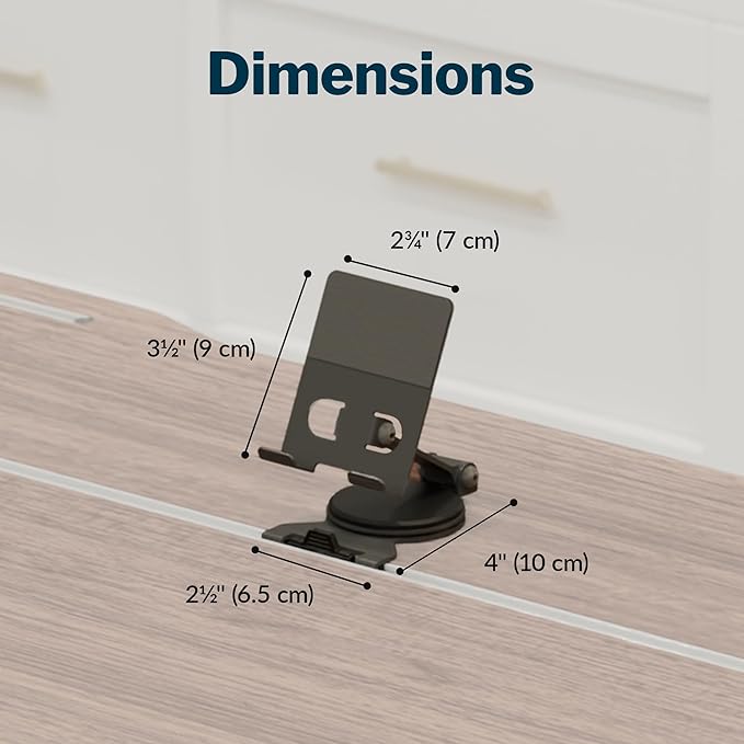 Vari TechTrack Phone Stand &amp Holder for Desk Systems – Adjustable Rotating Smartphone Mount for Hands-Free Viewing Tool-Free Desk Integration Compact Ergonomic Design for Workspaces