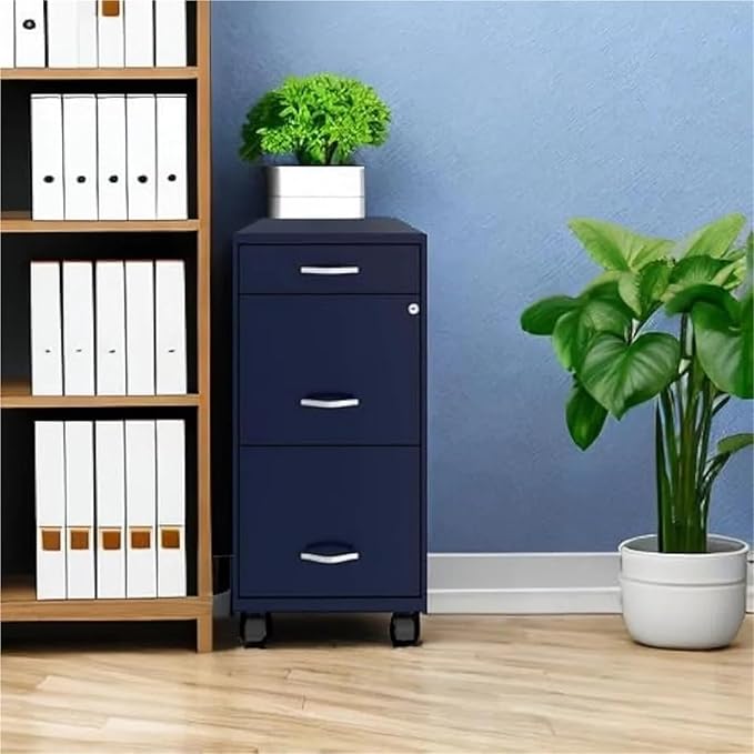 Mobile File Cabinets 3 Drawer Metal Mobile File Cabinet with Lock Letter Size Partially Assembled