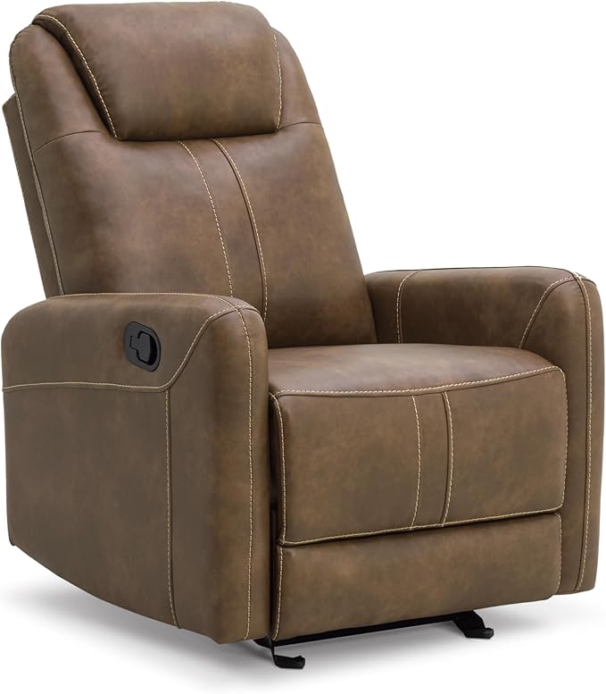 Leather Recliner Chair Manual Reclining Chair Glider Recliner with Adjustable Backrest/Footrest &amp Comfortable Armrest for Living Room Bedroom Home Theater Seating