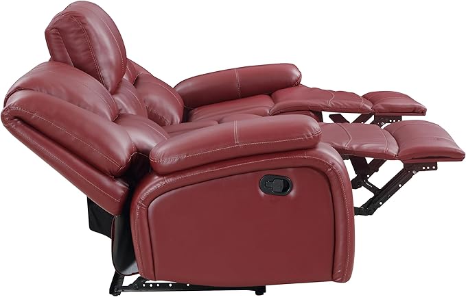 Coaster Home Furnishings - Camila - Fabric - Upholstered Motion Reclining Sofa with Wall-Hugger Design Padded Armrests and Plump Cushions - Living Room - 30-Inch - Red - 610241