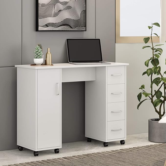 Home Office Computer Desk Table with Drawers White 41.73‘’L 17.72''W 31.5''H