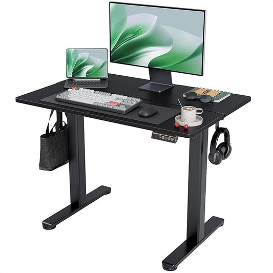 Claiks Electric Standing Desk 40x24 Inches Adjustable Height Workstation Sit Stand Home Office Desk with Splice Board Black