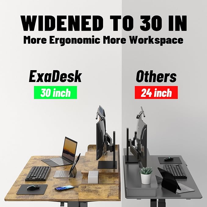 55 x 30 Inch Electric Standing Desk with 2 Drawers Adjustable Height Widened Stand Up Desk with Storage Sit to Stand Ergonomic Workstation for Home Office Rustic Brown