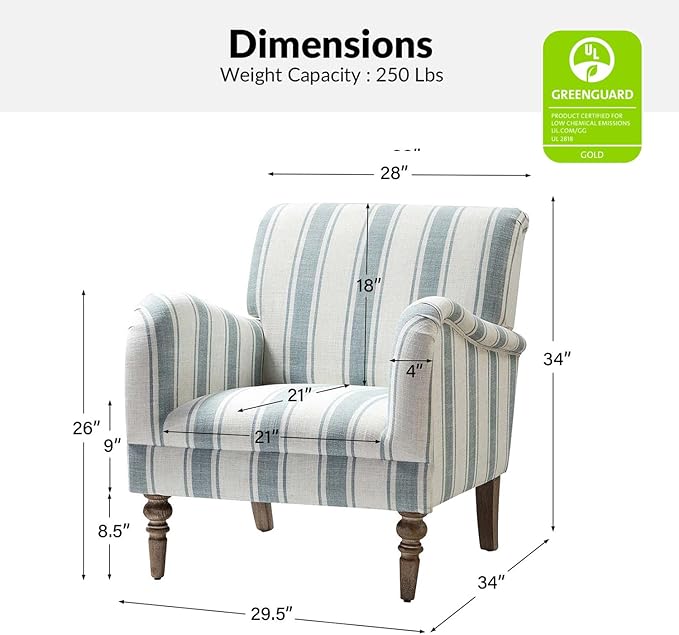 Upholstered Accent Chair with Arms and Wooden Legs Modern Comfy Armchair Reading Chair for Living Room Bedroom
