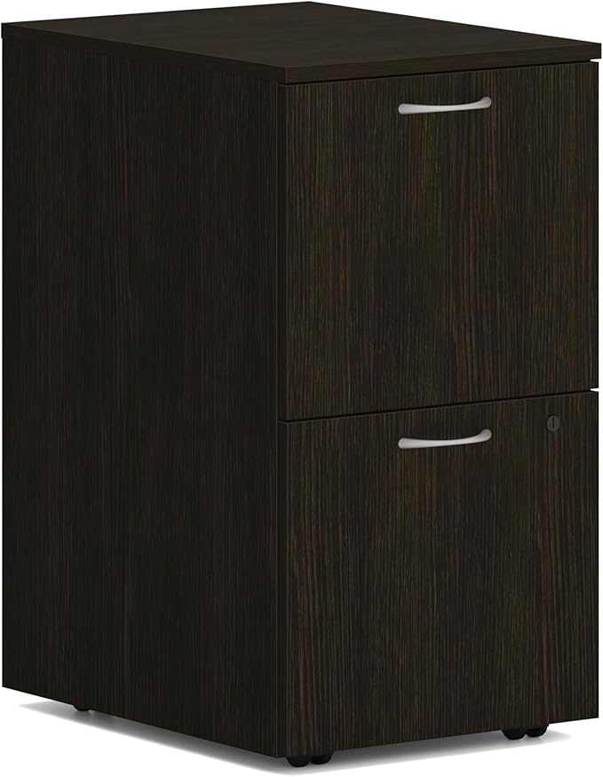 HON MOD 2 Drawer File Cabinet On Wheels Mobile Pedestal with Filing Cabinets for Home Office 15 W Portable Storage Java Oak