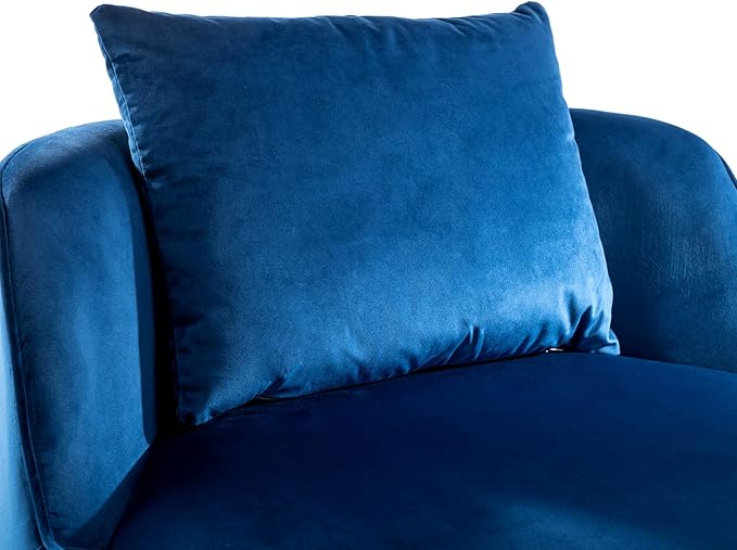 Harper &amp Bright Designs 360 Degree Swivel Accent Chair Velvet Modern Upholstered Barrel Chair Sofa Couch Soft Chair with Seat Cushion for Living Room/Bedroom/Office/Apartment Blue