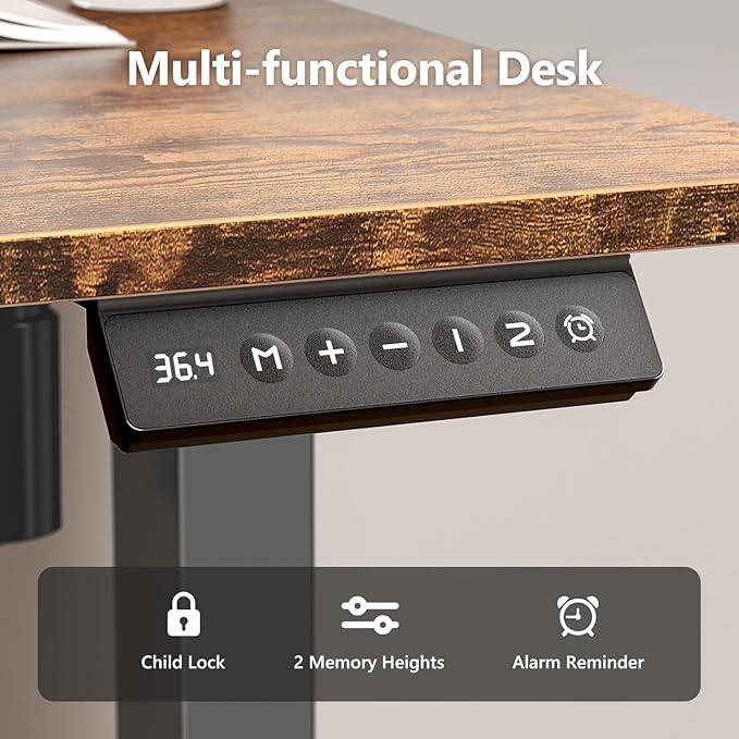 Electric Standing Desk Adjustable Height 40 x 24 Inch Small Sit Stand Desk Stand up Desk for Home Office Computer Workstation (Spliced DesktopBrown)