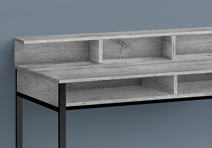 Computer Desk Home Office Standing Storage Shelves 48 l Work Laptop Grey Laminate Black Metal Contemporary Modern