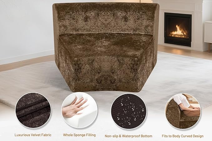 Homguava Modular Sectional Sofa Memory Foam Couch Single Sofa Chair with Deep Seat Modern Upholstered Sofa Couches for Living Room Apartment Office No Assembly Required Brown