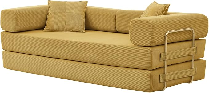 4-in-1 Folding Convertible Floor Sofa Bed 78 Oversized Compression Sofa No Assembly Required King Futon Lazy Couch Corduroy Loveseat Sleeper with Pull Out Bed Modular Futon Couch
