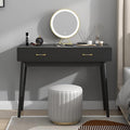 Black Small Writing Desk with Drawers 40 Inch Writing Desk for Home Office Vanity Desk with Solid Wood Leg for Small Spaces