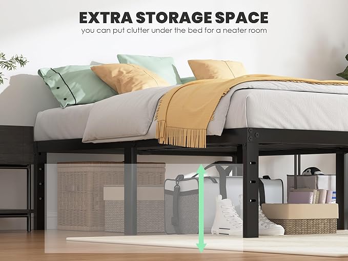 Twin Bed Frame - 18 in Sturdy Platform Bed Frame Twin Size Heavy Duty Metal Bed Frame No Box Spring Needed Quick &amp Easy Assembly No Noise Black