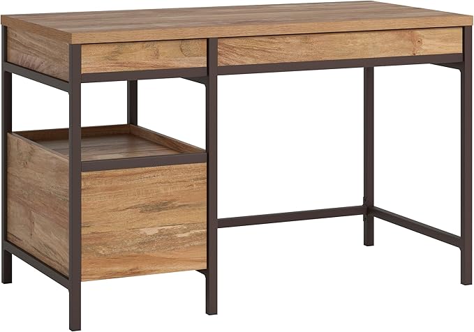 Sauder Manhattan Gate Single Pedestal Desk Sindoori Mango