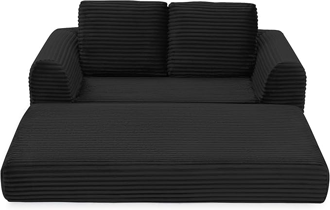 Foldable Boneless Love Seat Couches in a Box Modern Floor Foam Sleeper Sofa Bed 2-in-1 Convertible Cloud Sofa for Home Apartments Bedroom