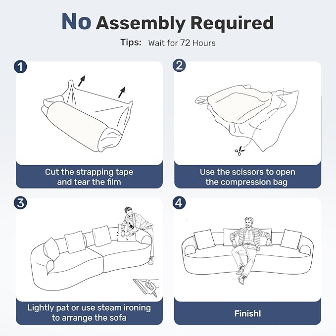 110” Modern Curved SofaOversized Couch for Living RoomCloud Couch with Boneless CouchsModular Sectional Sofa with Deep SeatNo Assembly RequiredBrown