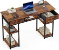 OLIXIS Computer Desk with 3 Drawers Study Writing Table with Storage Bag Headphone Hook Adjustable Feet for Home Office Small Spaces