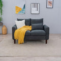 Panana 2 Seater Sofa Lounger Couch with Storage Pocket Armrests Wood Legs Cushion Back Couch Modern Design Compact Home Bedroom Loveseat (Gray Linen 2 Seater loveseat)