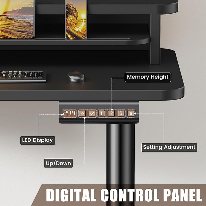 Flycity Electric L Shaped Standing Desk with Drawers 63 x 55 Corner Standing Desk Adjustable Height Stand Up Home Office Desk Dual Motor Sit Stand Desk with 3 Memory Preset &amp Lock Black