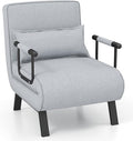 Giantex Convertible Sofa Bed 4-in-1 Sleeper Chair with Pillow Modern Recliner Guest Bed with 6 Positions Adjustable Backrest Metal Legs Linen Fabric Armchairs for Nursery Living Room Office (Gray)