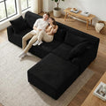 Oversized Boneless Couches for Living Room L Shaped Cloud Couch with Deep Seat Corduroy Sectional Couch with Removable OttomanNo Assembly Required Black