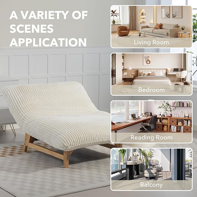 Modern Accent Chair Comfy Corduroy Upholstered Living Room Chair with Cushion Comfortable Accent Sofa Chair with Wooden Frame Armless Lazy Sofa for Living Room Bedroom (Beige) | Cushion