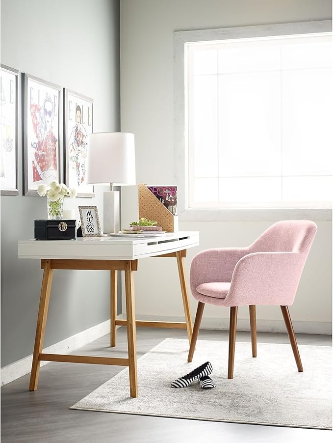 Elle Decor Roux Fabric Accent Chair Blush Pink (CHRROUBLSL02)