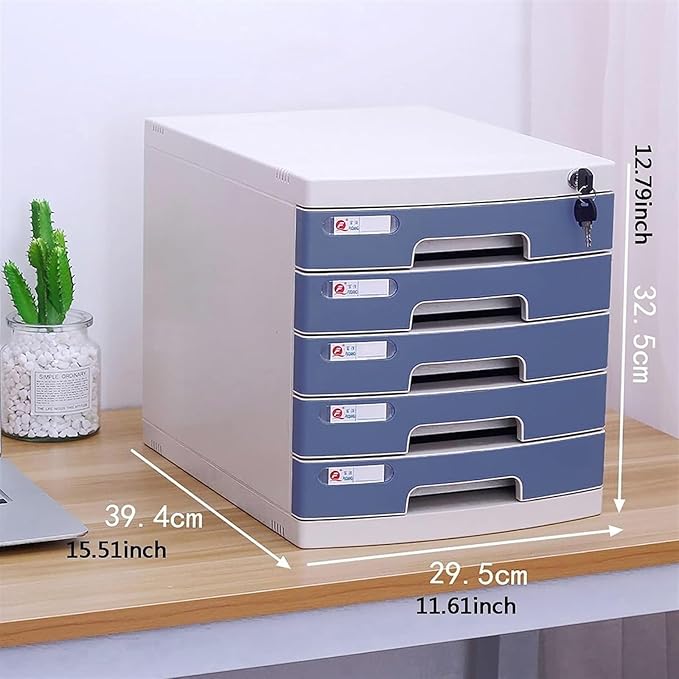 File Cabinet Desktop 5 Drawer File Cabinet with Locking File Organiser Data Cabinet (Color : Grey Size : 11.61x15.51x16.92inch)