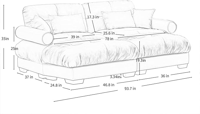 Oversized Modular Velvet Sectional Cloud Sofa Couch with Movable OttomanCorner Sofa with Comfortable Armrests Deep Seat Convertible L or U Shaped Couch (Beige 2 Seat +2 Ottoman)