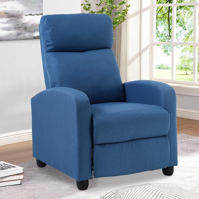 Recliner ChairSingle SofaLiving Room ChairsReading ChairRecliner Chairs for AdultsReclining SofaHome Theater SeatingLash Recliner ChairBlue