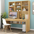 Computer Desk with Bookshelf for Small Space Wood Writing Table/Workstation Teens Student Study Table Home Office Desk Computer Desk with Hutch(39 Inch Brown)