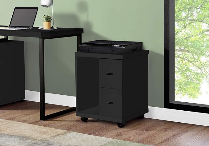 Monarch Specialties 2-Drawer Computer Stand on Castors - Black I 7054