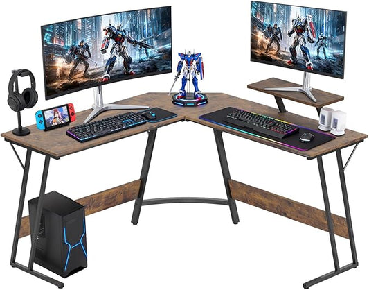 FDW L Shaped 51 Inch Gaming DeskCorner Computer DeskPC Gaming DeskWriting Workstation with Large Monitor Stand for Home OfficeVintage