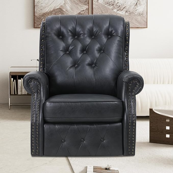 EONIX Dual Motor Lay Flat Power Recliner Chair Mid Century Wingback Recliner with Independent Adjustable Backrest and Extended Footrest 400lbs Heavy Duty Breathable Faux Leather Black