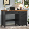 Farmhouse 47 Executive Desk with 4 Drawers Computer Desk with File Drawer and Charging Station Workstation for Home Office Study.Black Brown