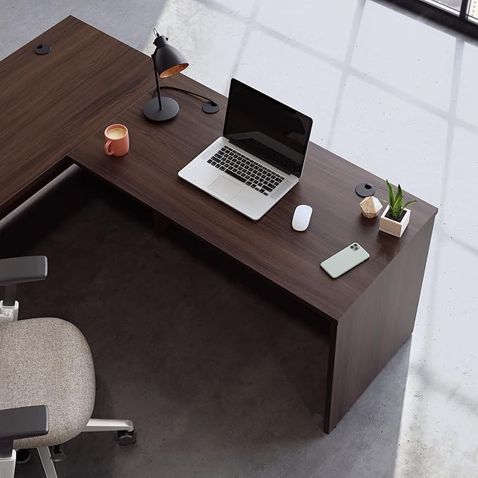 Sauder OfficeWorks Affirm 48x24 Desk Shell/cred/Return Noble Elm Finish