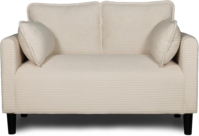 Corduroy Oversized Armchair 48 Extra Wide Accent Chairs W/Double Solid Wood Frame for Living Room Modern Lounge Chair Upholstered Cloud Single Sofa with Pillows