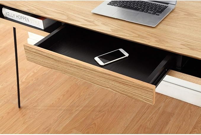 Home Office Desk 59 Large Computer Writing Table Oak Top Metal Legs Easy Assembly