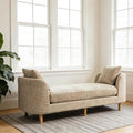 Chifee &amp Vingol 77.2 W Chaise Lounge Indoor Upholstered King Size End of Bed Bench with Arms Sleeper Sofa Daybed with Removable Pillows for Living Room Bedroom HallwayWheat