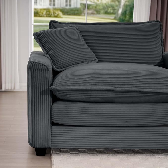 80 Sectional Loveseat Couch Corduroy Cloud 2 Seater Couches Modern Comfy Deep Seat Sofa for Liiving Room Small Spaces &amp Apartment (Grey 2-Seats)