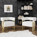 STHOUYN Modern White Accent Chair Set of 2 Boucle Barrel Chairs Set of 2 Arm Chairs for Living Room Bedroom (2 White)