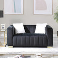 Velvet Couch with Extra Deep Seats 3 Seater Sofa Futon Couch Sleeper Sofa Office Couch Mid Century Modern Couch for Living Room Office Bedroom (Black 63-Loveseat)