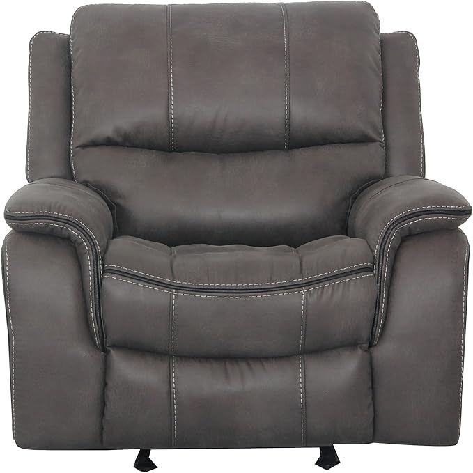 Furniture of America Rock Haven Fabric Upholstered Power Recline Chair with Pillow Top Arms for Living Room Home Office Dark Gray
