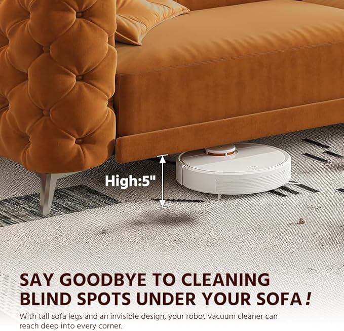 Ball &amp Cast 3-in-1 Convertible Sleeper Sofa with Movable Ottoman97.7 Velvet Pull Out Sofa Bed Modern Button Tufted 4-Seater Sofa Couch with Deep Seat for Living Room ApartmentOfficeOrange