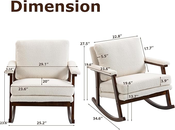 WakZero Accent Chair Comfy Rocking Nursery Armchair Glider Rocker Mid Century Modern Accent Chairs Upholstered for Living Room/Bedroom