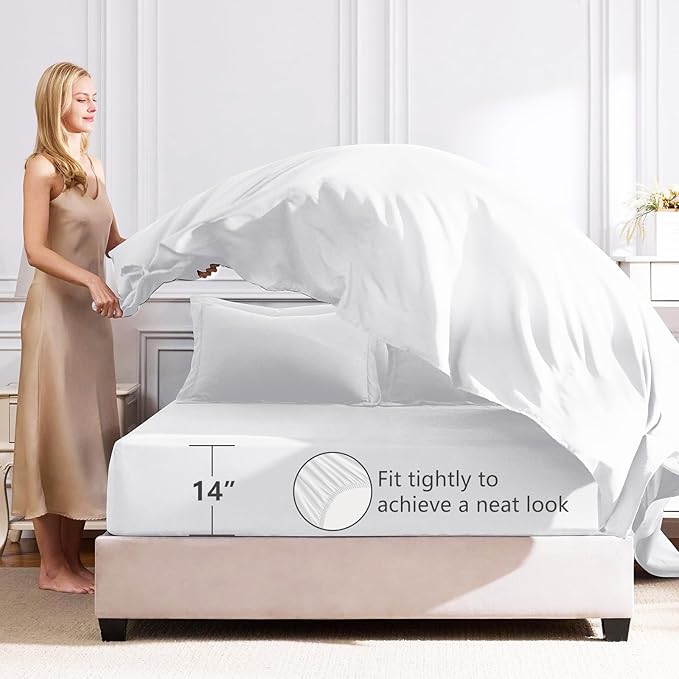 CozyLux King Size Comforter Set White - 7 Pieces Bed in a Bag King Luxury Soft Bed Set for All Seasons Bedding Set with Down Alternative Comforter Sheets Pillowcases &amp Shams