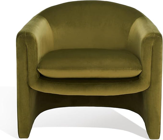 SAFAVIEH Couture Collection Laylette Olive Green Velvet Accent Chair (Fully Assembled)