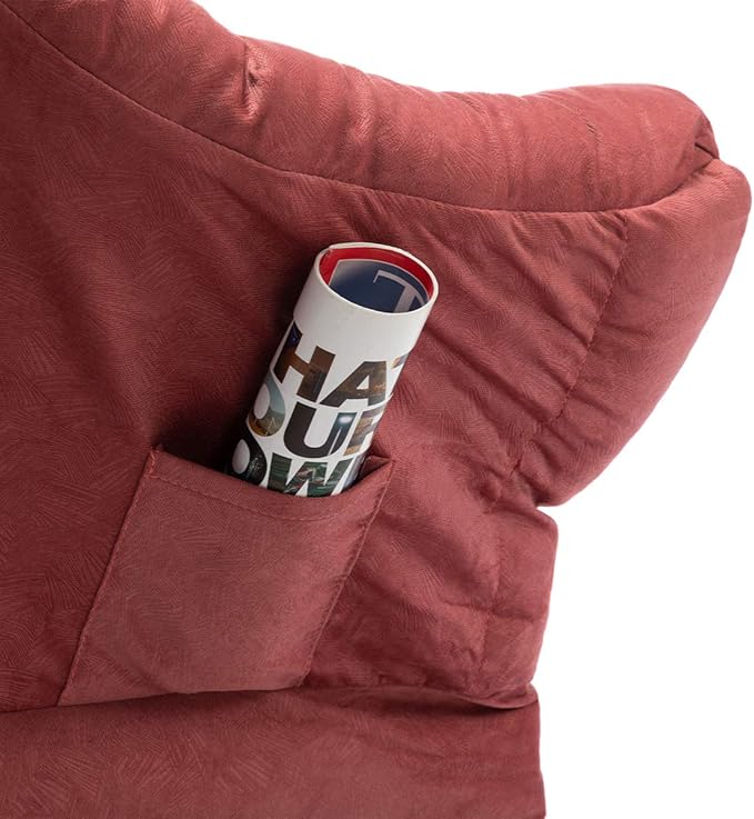 HollyHOME Lazy Chair with Armrest and Side Pocket Comfy Accent Lounge ChairLeisure Sofa Armchair for Living Room Bedroom Dorm or Small Spaces Oversized Reading Sofa Chair Textured Brick Red