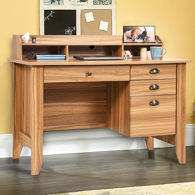 Catrimown Computer Desk with Drawers and Hutch Farmhouse Home Office Desk with File DrawerStudent Girls DesksTeens Writing Table Small Computer Desk for Bedroom Rustic Oak