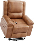 PU Leather Power Lift Recliner Chair for Elderly160°Adjustable Electric Reclining Sofa with Massage and Heat for Living Room/BedroomBrown