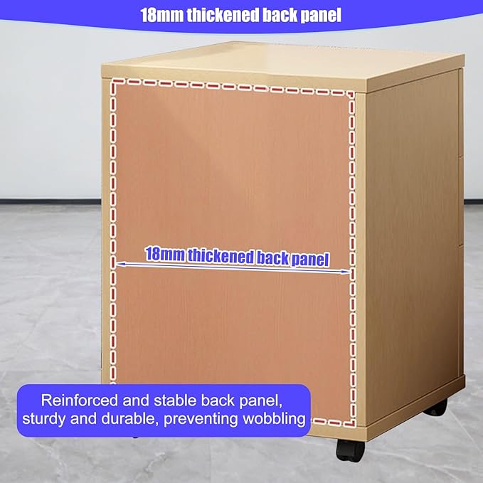 File Cabinet with Lock and Drawer 2-Drawer Vertical Filing Cabinet with Doors Mobile Under Desk Storage Cabinet with 360° Swivel Wheels for Legal/Letter/A4 Documents(Dark red)